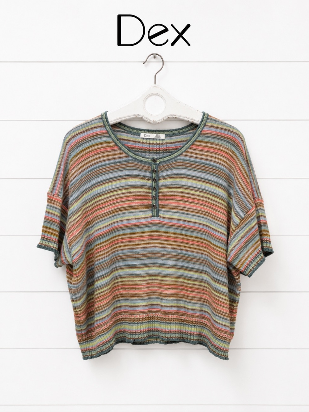 DEX Multicolor Striped Knit Top Size XL